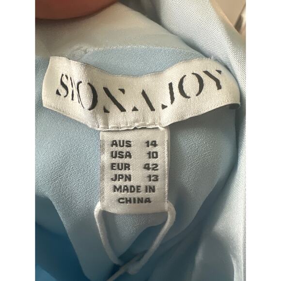 Shona Joy NWT Labyrinth One Shoulder Silky Lace Maxi Dress Blue Size 10 - Picture 5 of 11